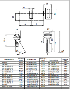 Механизм цилиндровый SM-85 (40/45C)-C-NI Апекс" #222592